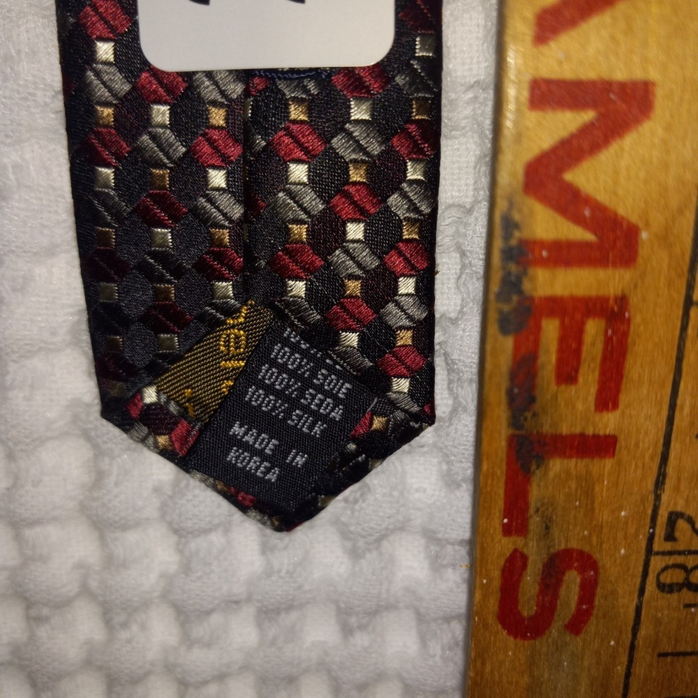 Roberto Villini Couture Men Black Red Silver Diamond Woven Silk Tie Handmade - Picture 4 of 8